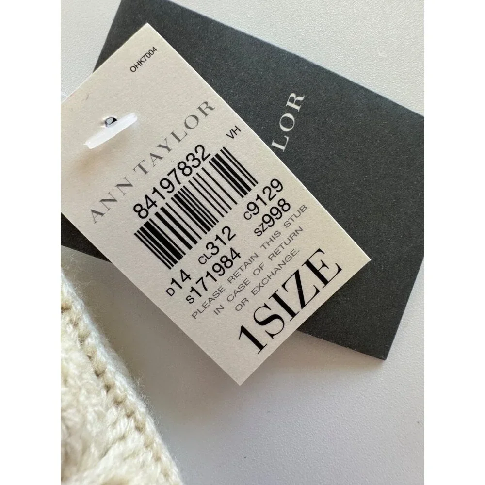 Ann Taylor Wool Cashmere Beige Knit Women's Gloves One Size NEW